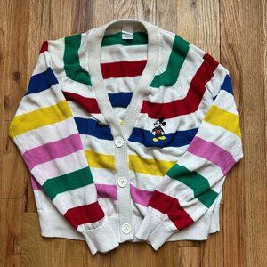 Disney 100 Mickey Mouse Sweater Oversized Colorful Striped Cardigan Women’s XL